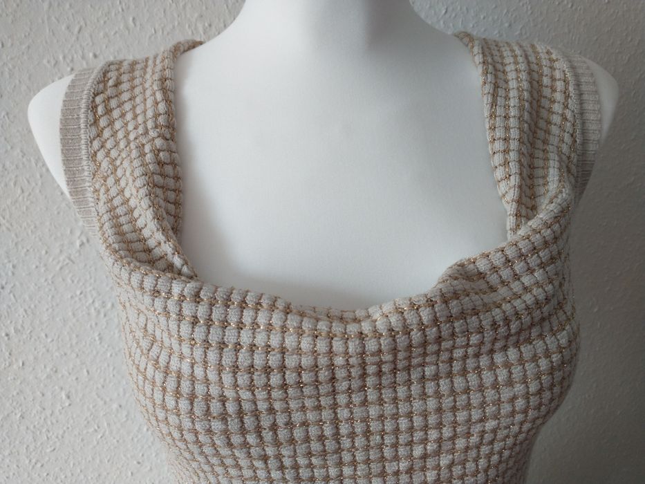 Włoska Mini obcisła sukienka dziergane ze złoceniem M