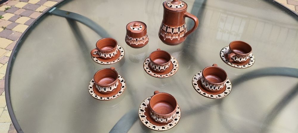 Komplet filiżanek z dzbankiem Bułgarski lata 60/70