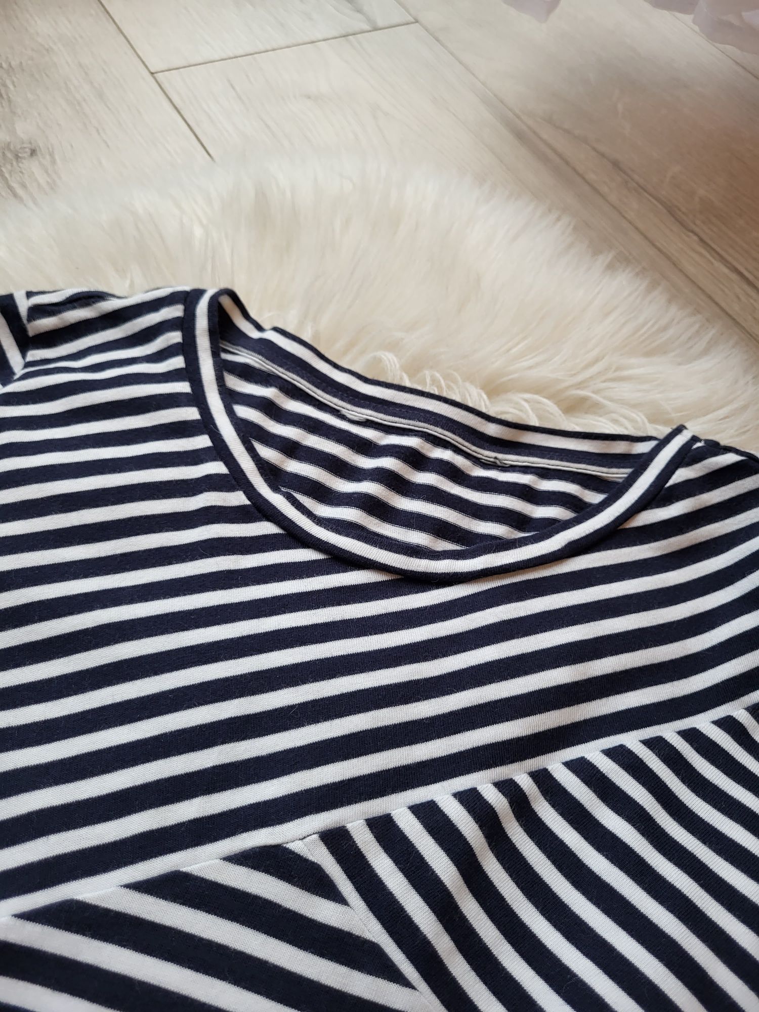 Bluzka w paski biała granatowa basic styl COS Massimo Dutti rozmiar M