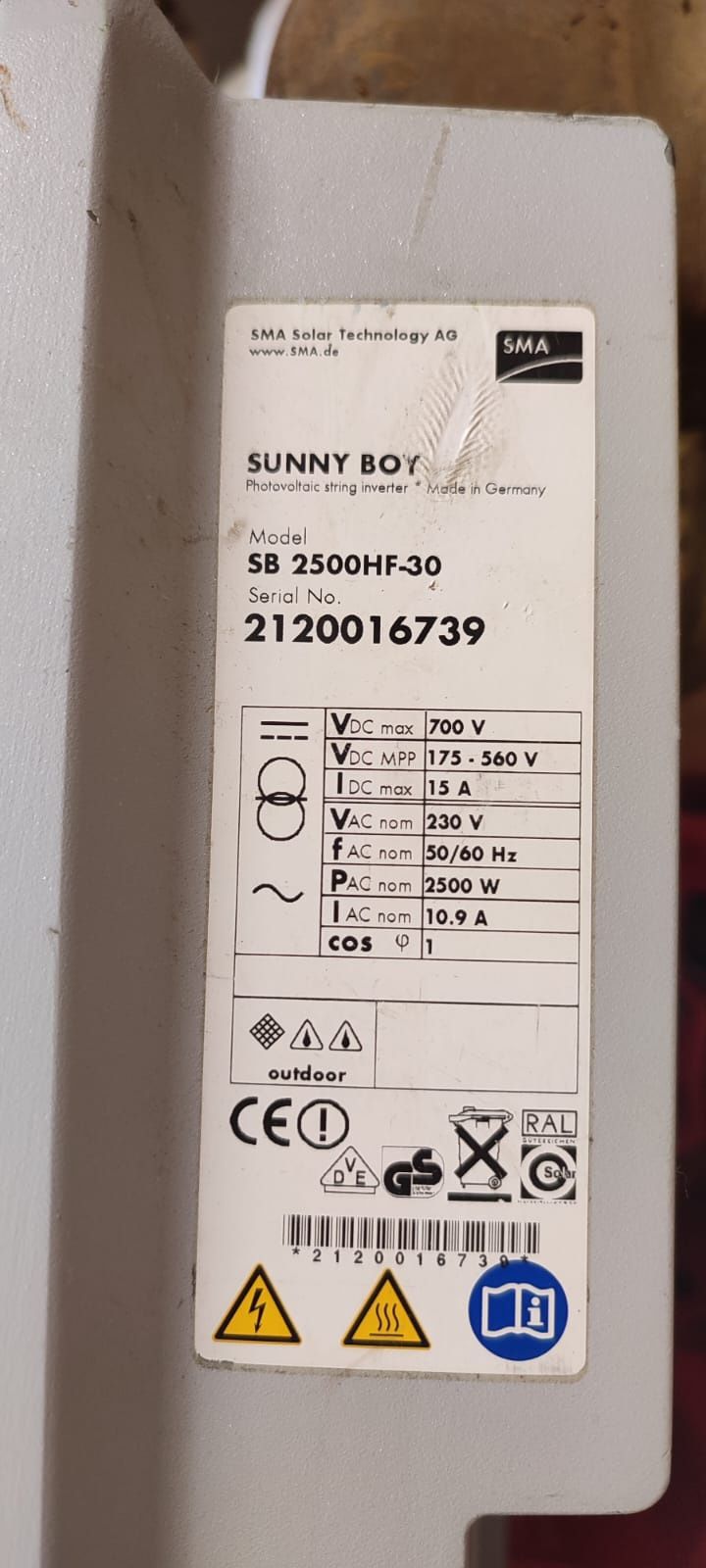 Inventer PV Sunny Boy SMA