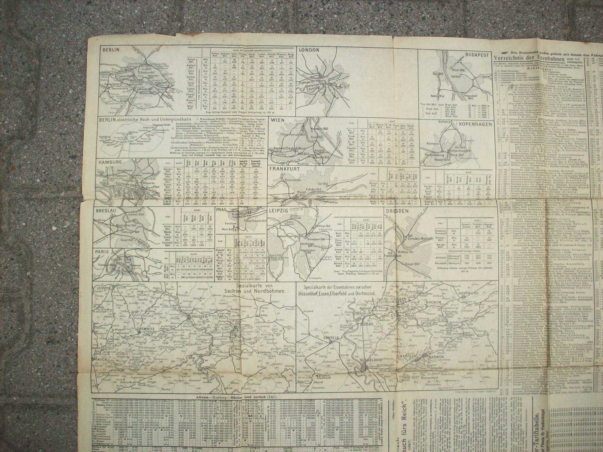 Eisenbahnkarte Winter 1908/9. Mapa kolei niemieckich zima 1908/9.