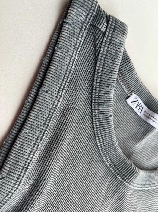 Базовий топ у рубчик Zara | M - L | washed | basic ribbed