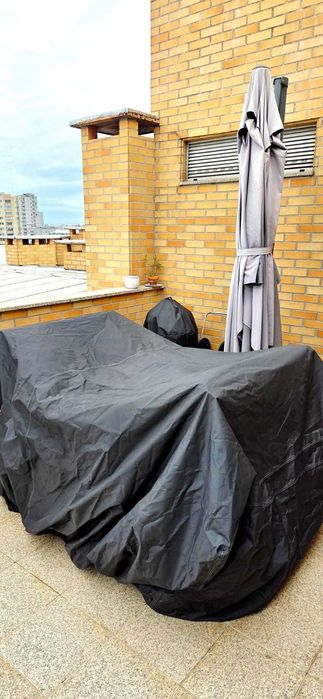 Mesa exterior extensível + cadeiras + almofadas + capa protetora -IKEA