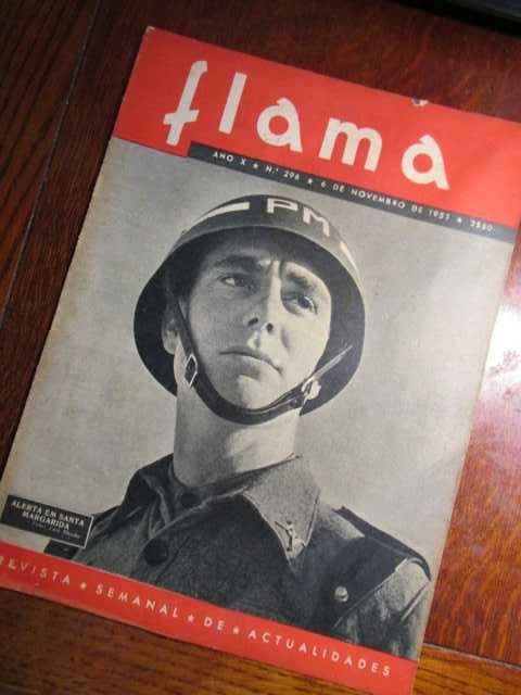 Revista Flama 1953 PM Policia Militar Lanceiros Capa  Amália Rodrigues