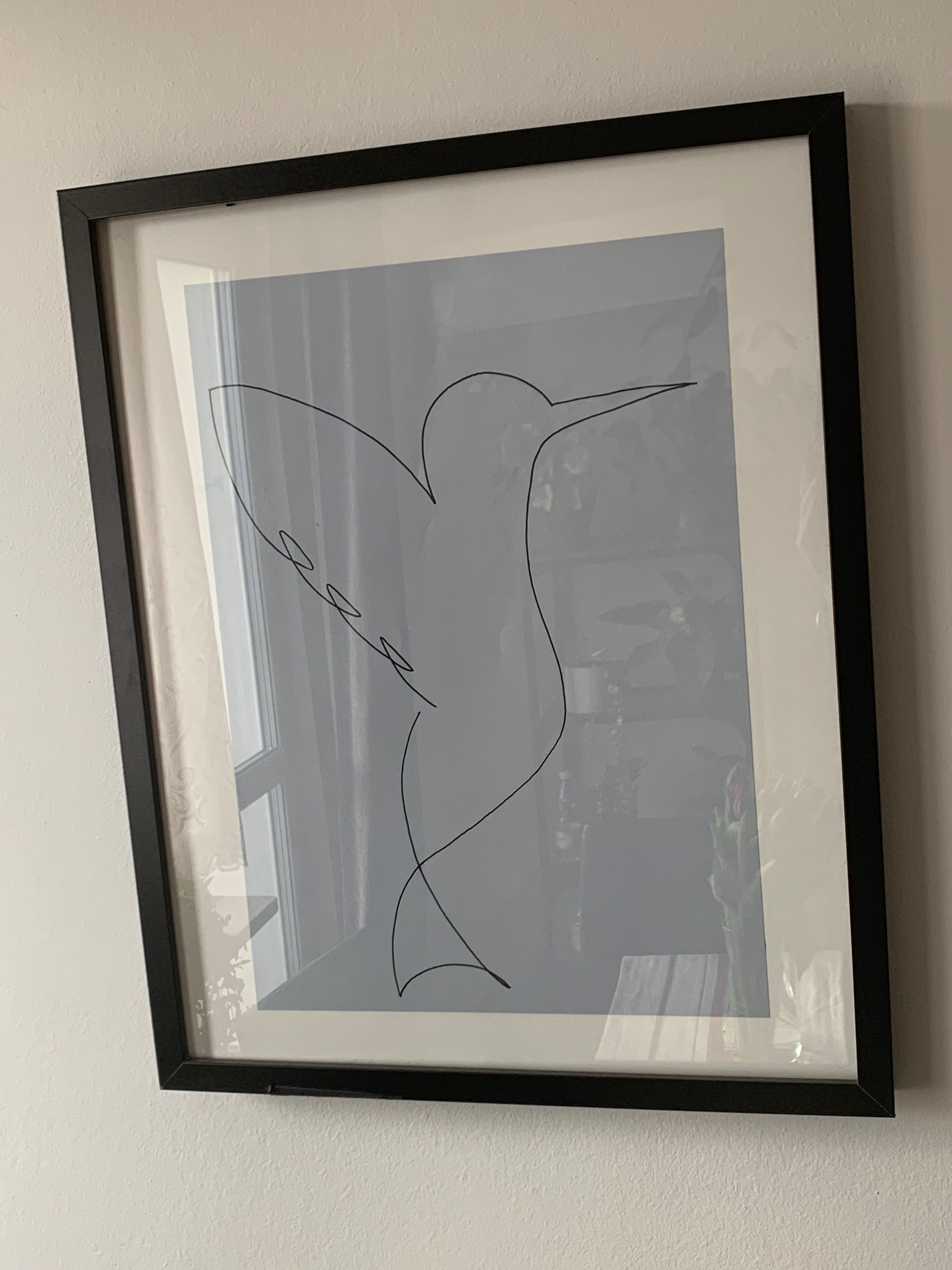 Rysunek art line ptak koliber A3 plakat dekoracja