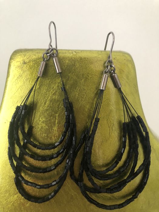 Brincos miçangas preto