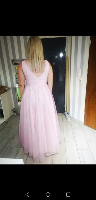 Sukienka długa tiulowa wieczorowa na wesele świadkowa błyszcząca