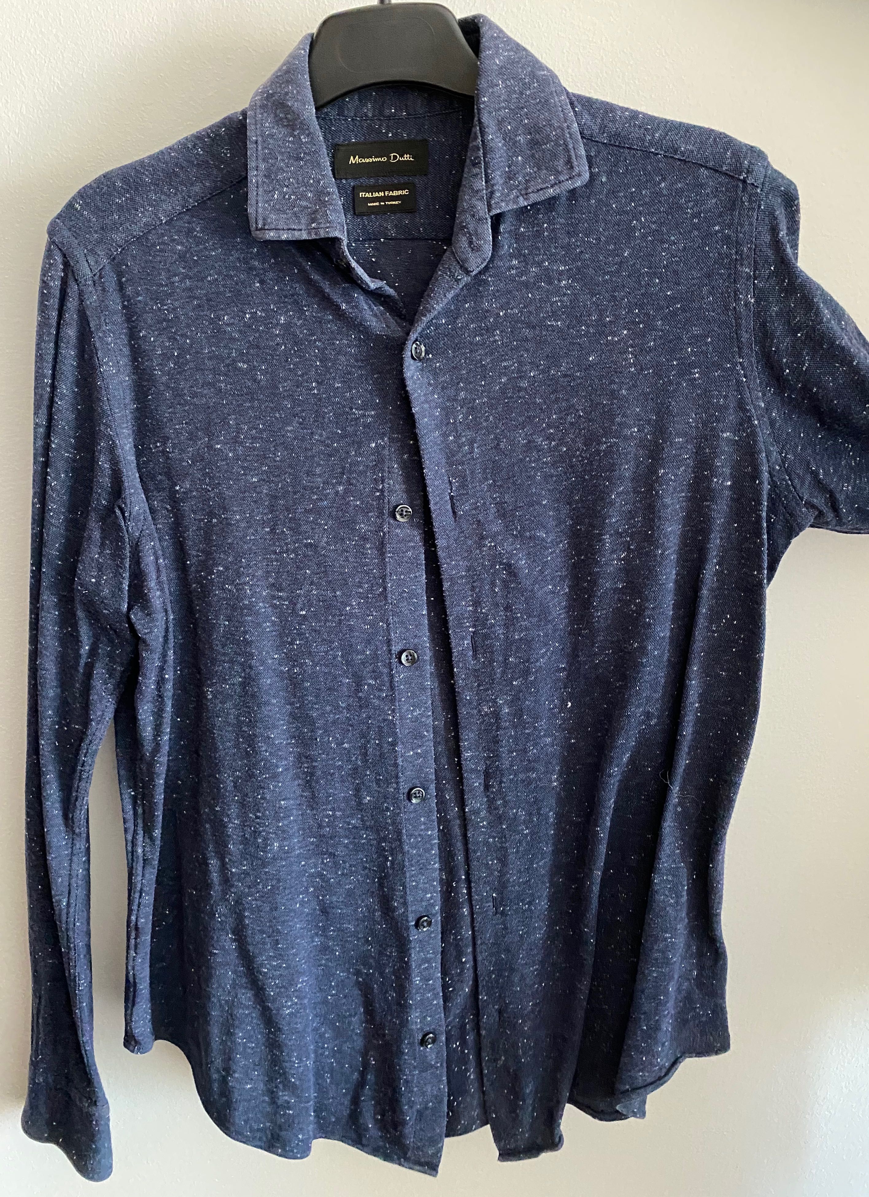 Camisa Massimo Dutti - azul escuro/branco