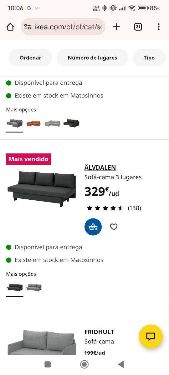 Sofá-cama cinzento