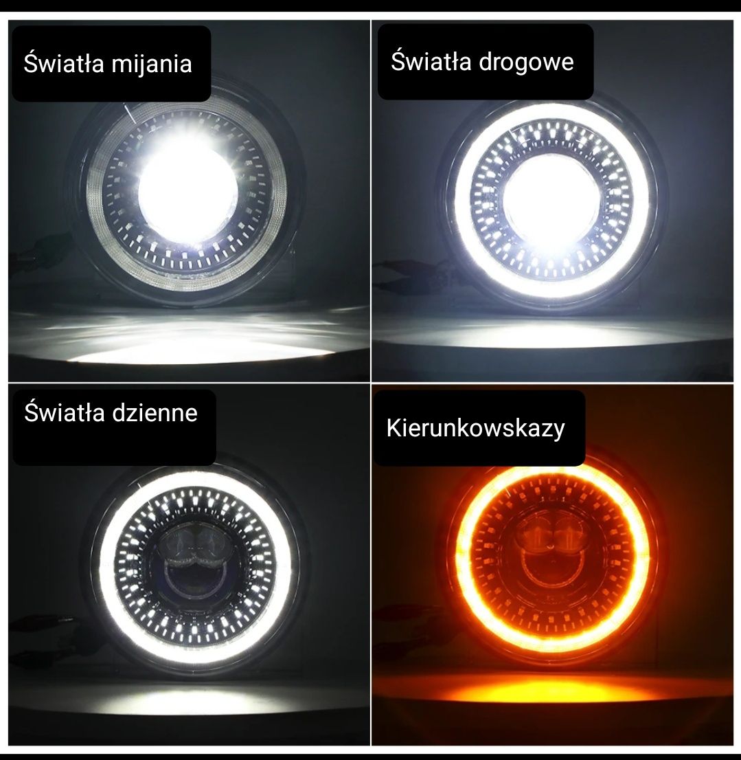 Lampy REFLEKTORY przód LED 7" Jeep Wrangler JK TJ CJ Dragon Eyes