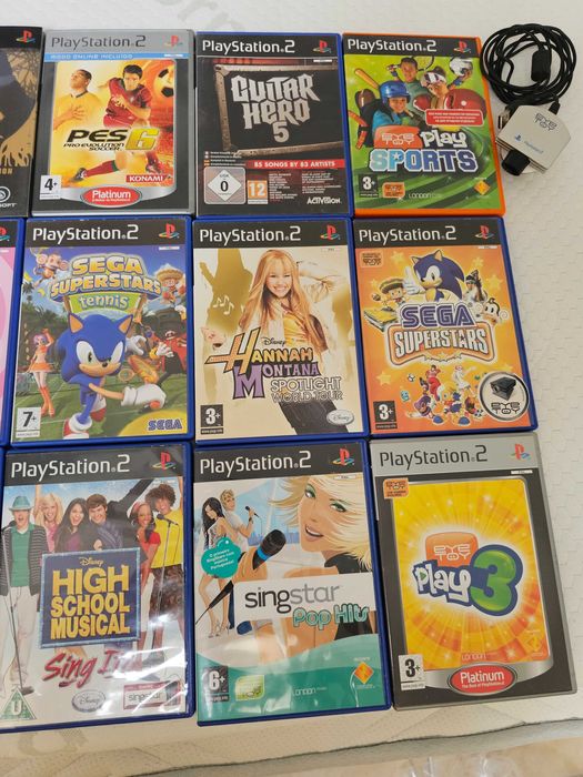 Lote de 18 jogos PS2 e câmara eyetoy