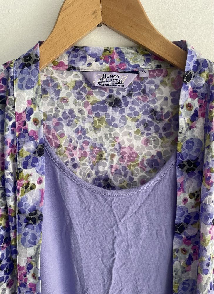 Fioletowa bluzka ladny wzór plus size