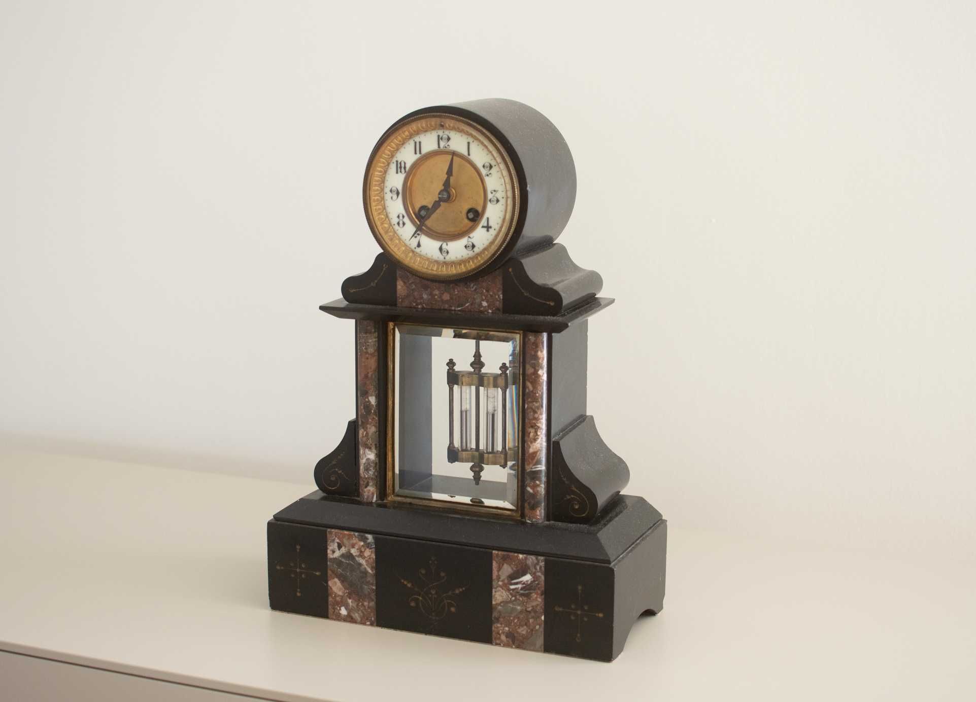 Kominkowy zegar marmurowy, vintage