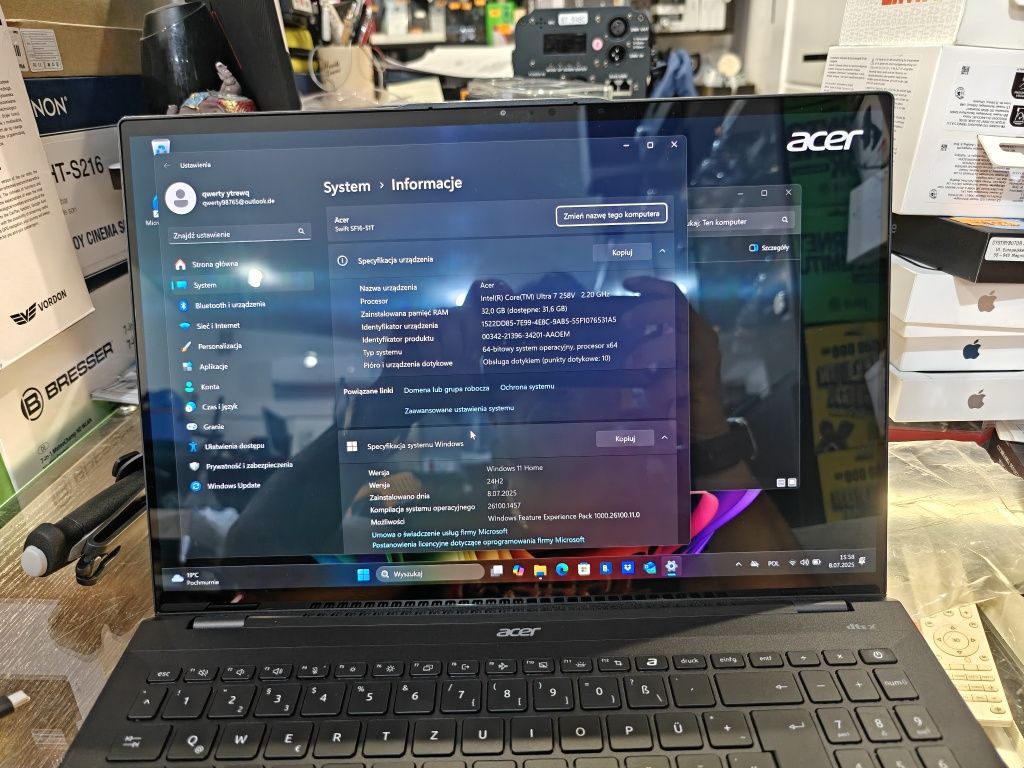 Acer Swift 16 AI SF16-51T-70HQ Ultra 7 32GB/1TB..Nowy gW.. PAT-KOM 
 C