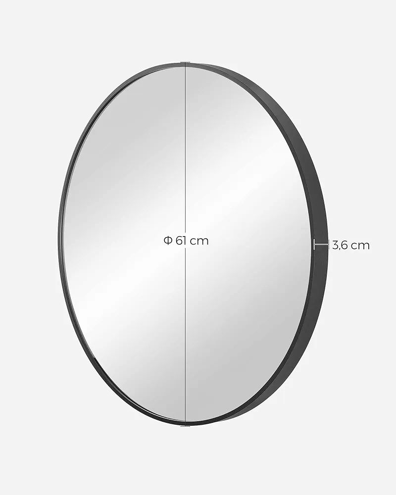 Lustro ścienne, lustro okrągłe, lustro łazienkowe, średnica 61 cm, met