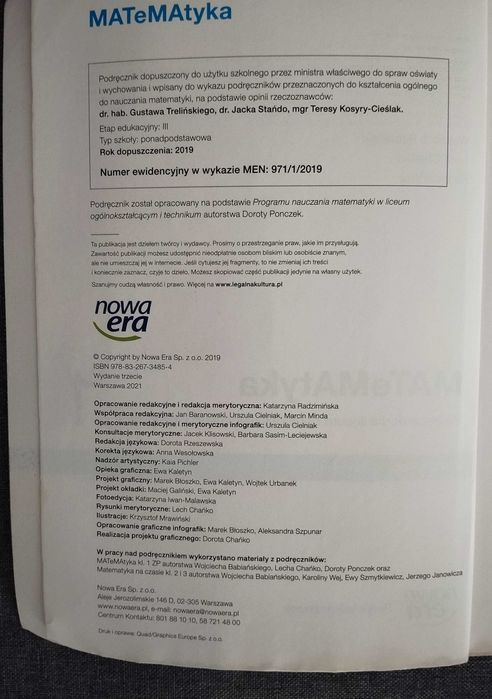 MATeMAtyka 1 - Podręcznik, Liceum/Technikum, Podst. - Nowa Era