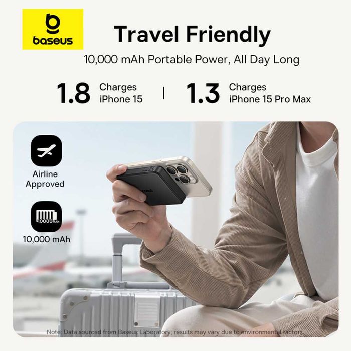 Павербанк Baseus Airpow2 10000mAh 22.5W USB-C/USB-A бездротова зарядка