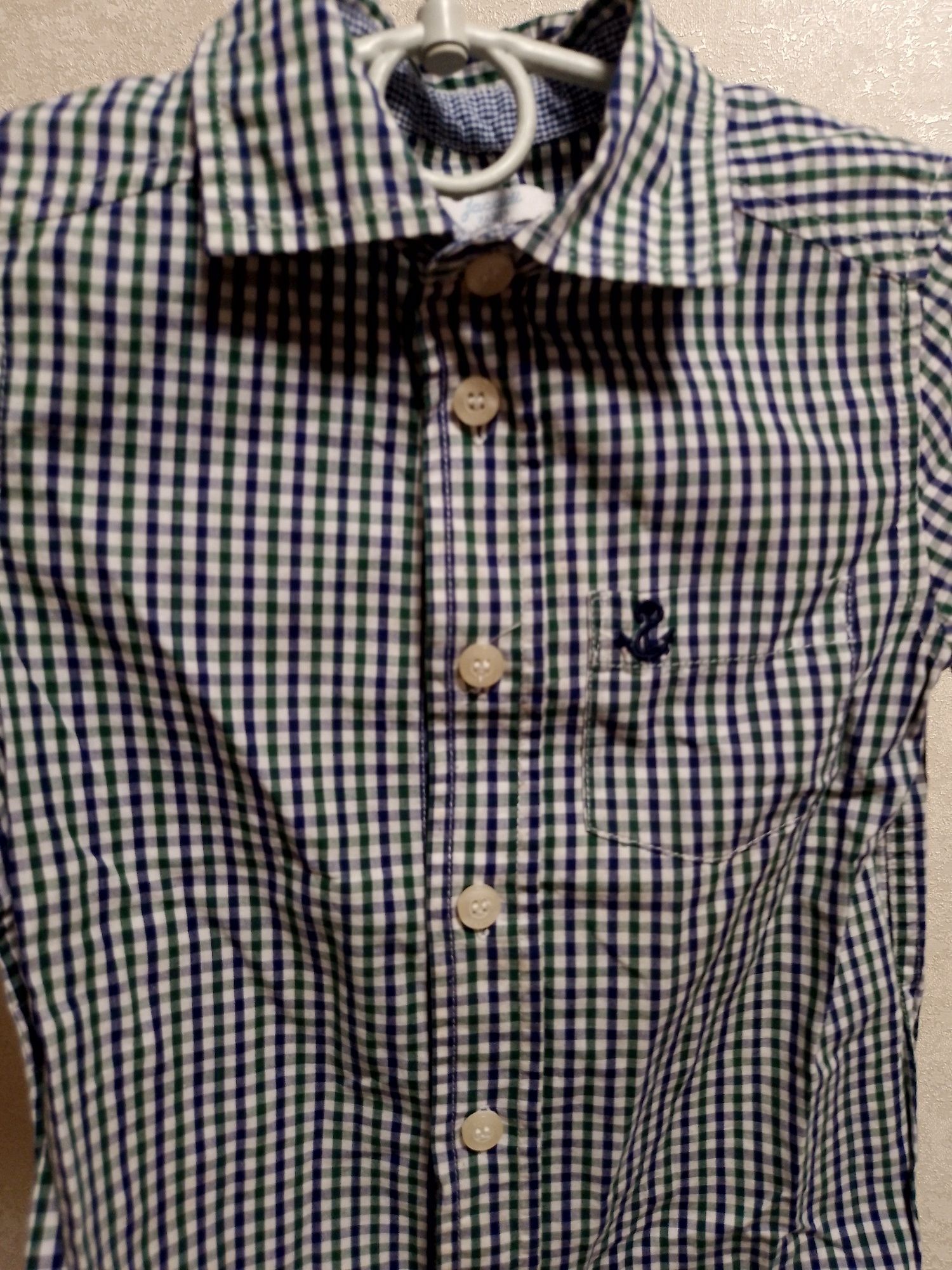 Клетчатая рубашка с коротким рукавом для мальчика 2,5-3-3,5 года 98 р.