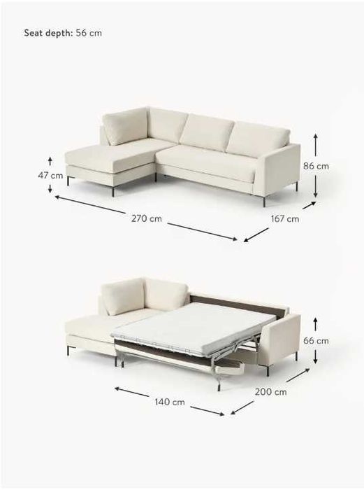 Rozkładana sofa narożna Luna (Westwing)