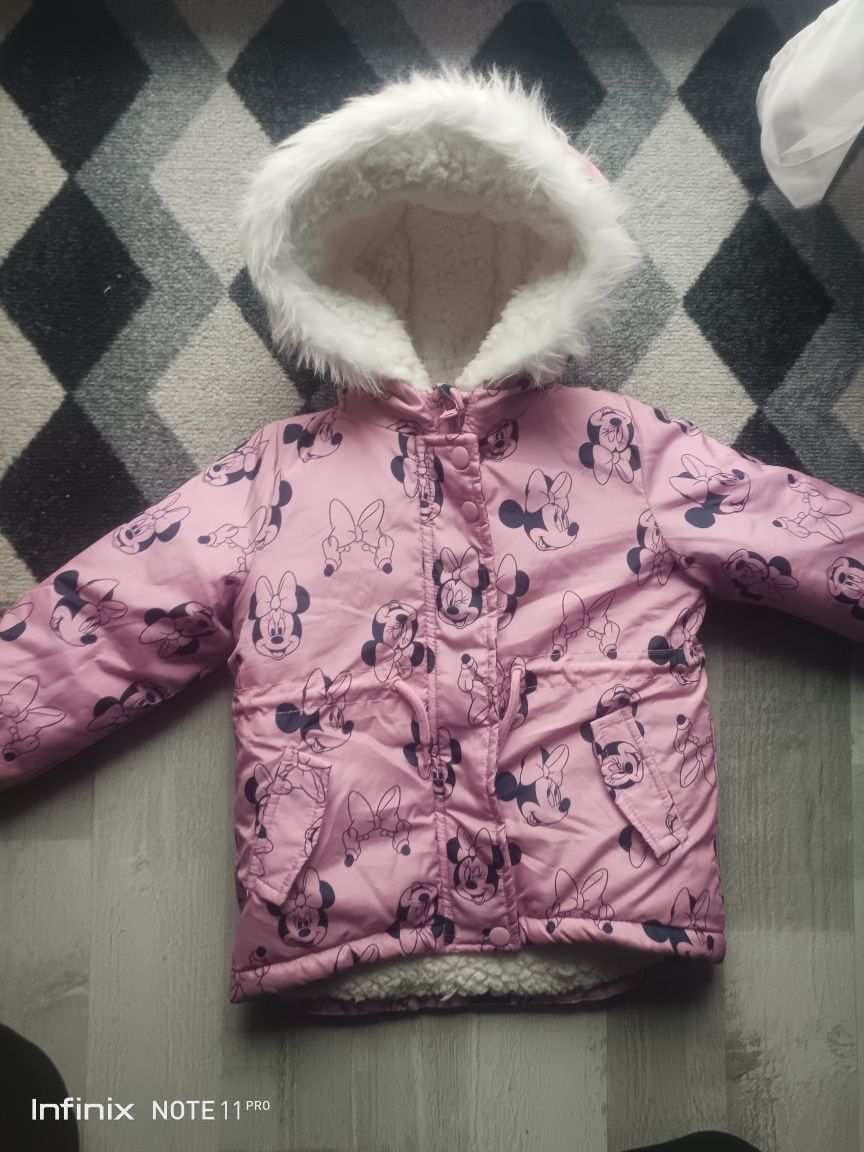 Nowa kurtka zimowa ocieplana Disney Myszka Mickey różowa R.80