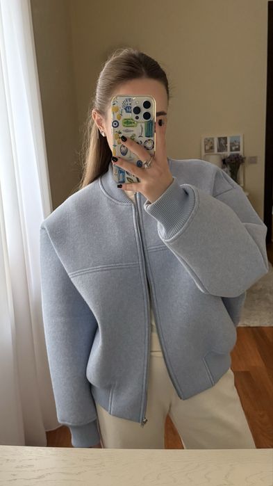 Фетровий бомбер від ZARA. Фетрова курточка. Бомбер