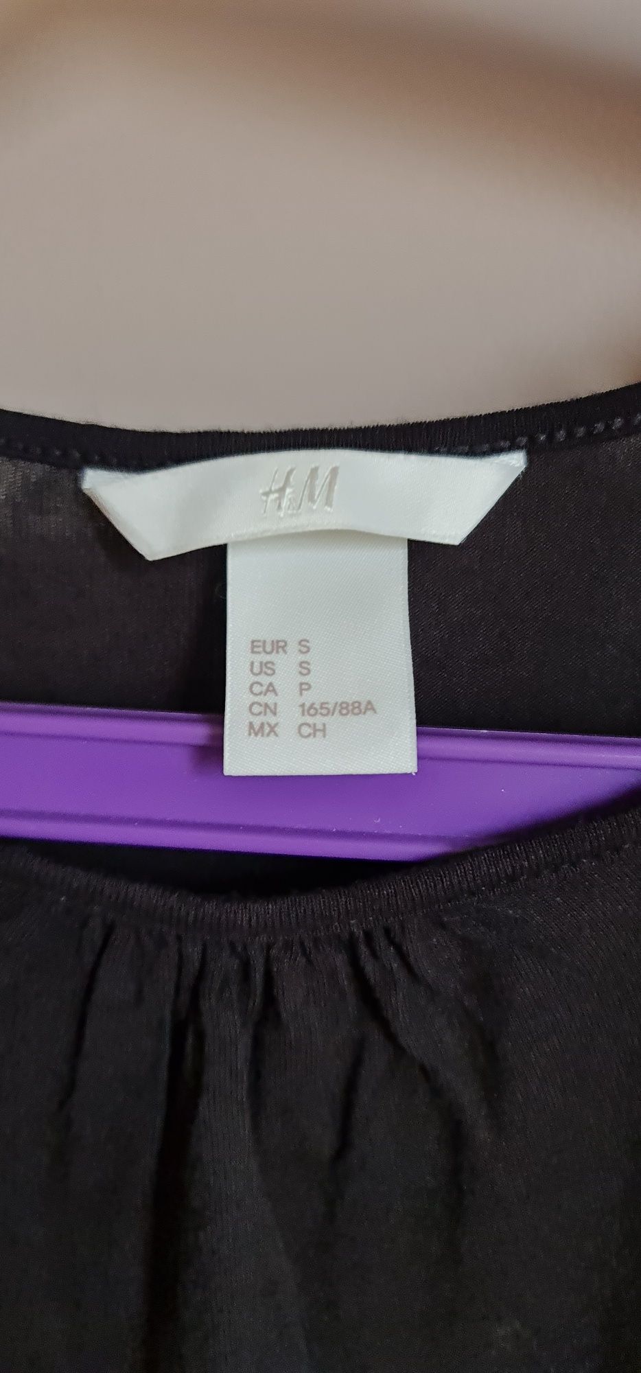 Bluzka damska H&M S 36 czarna koronka okolicznościowa