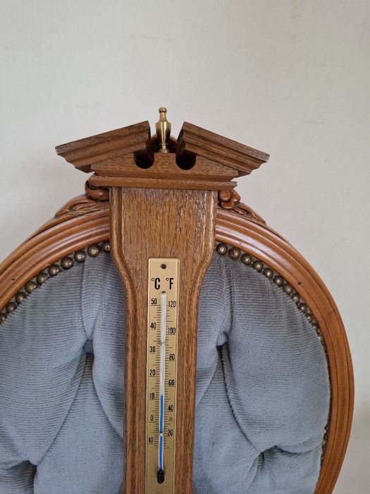Stacja pogodowa w drewnianej oprawie termometr barometr