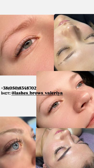 Ламінування, фарбування, корекція брів , нарощення вій