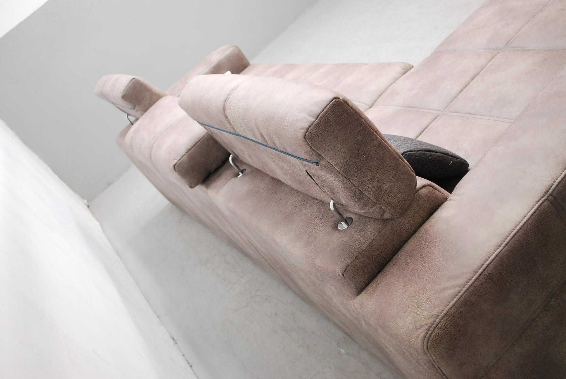 SFN DESIGN narożnik regulowane zagłówki rogówka sofa kanapa SZARA tkan