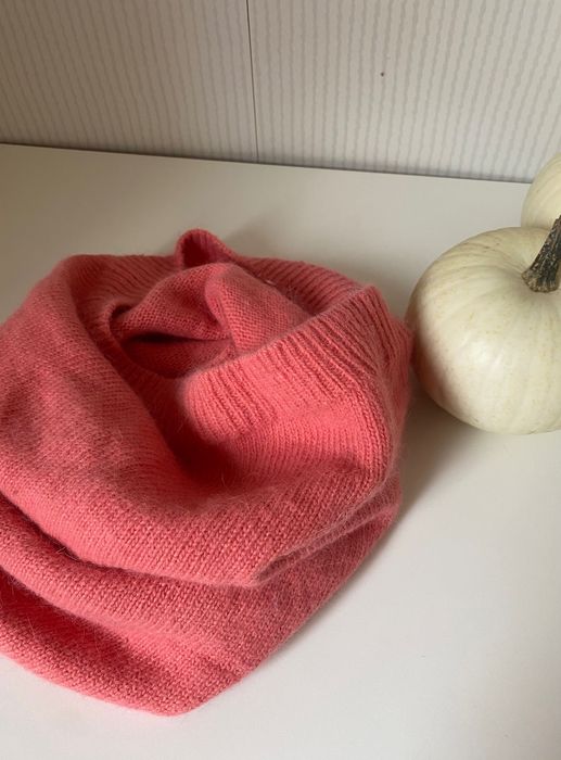Pomarańczowy koralowy damski komin szal Angora Wełna Wool