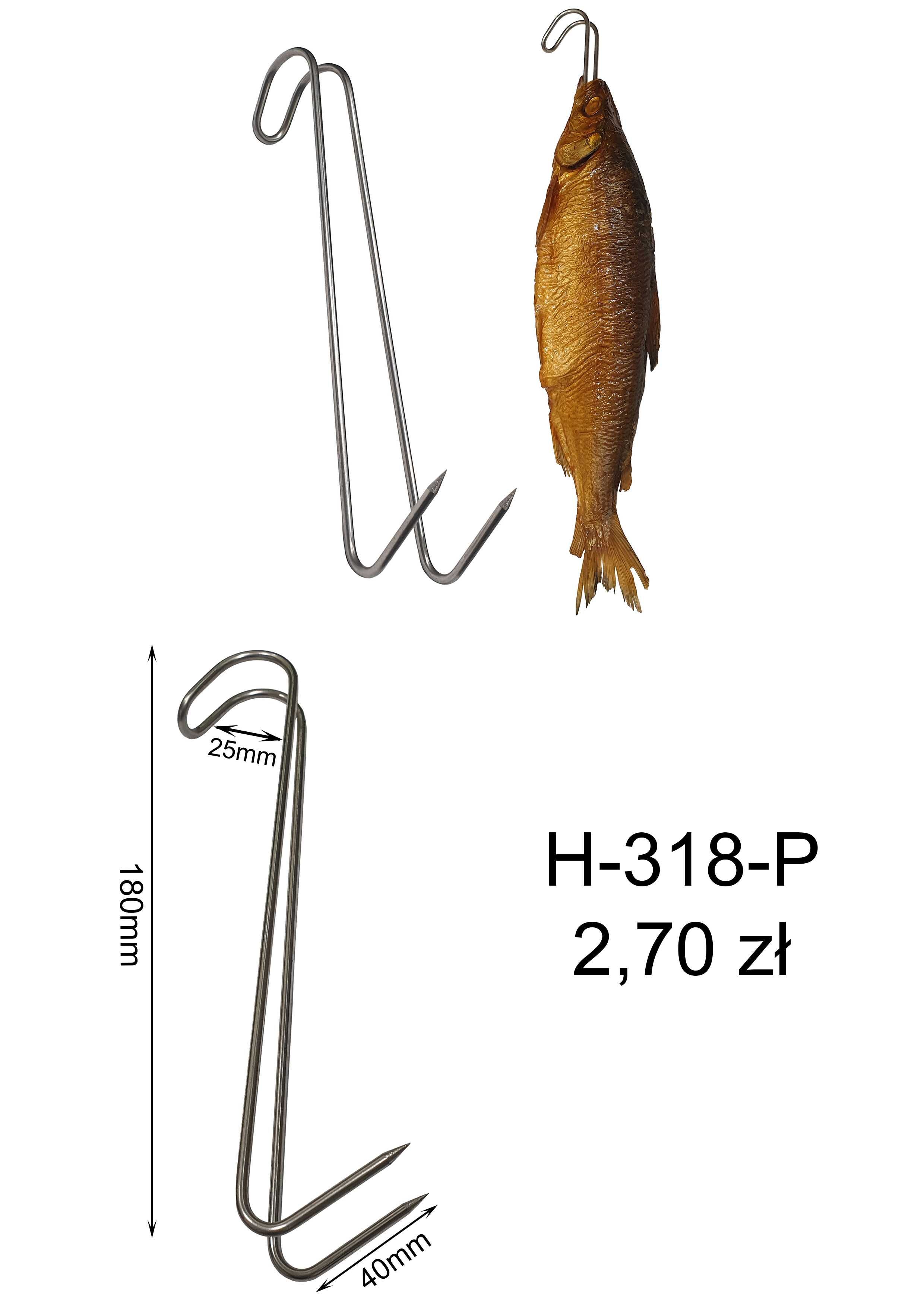 Haki podwójne do wędzenia ryb, wędlin wędzarnicze nierdzewne