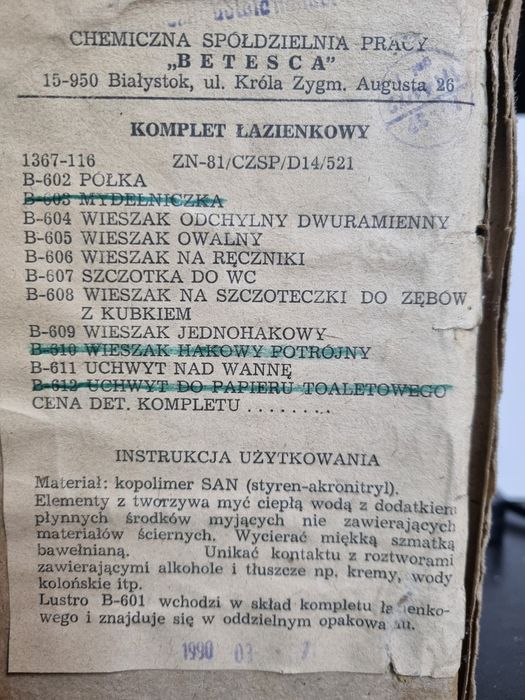 Komplet łazienkowy PRL