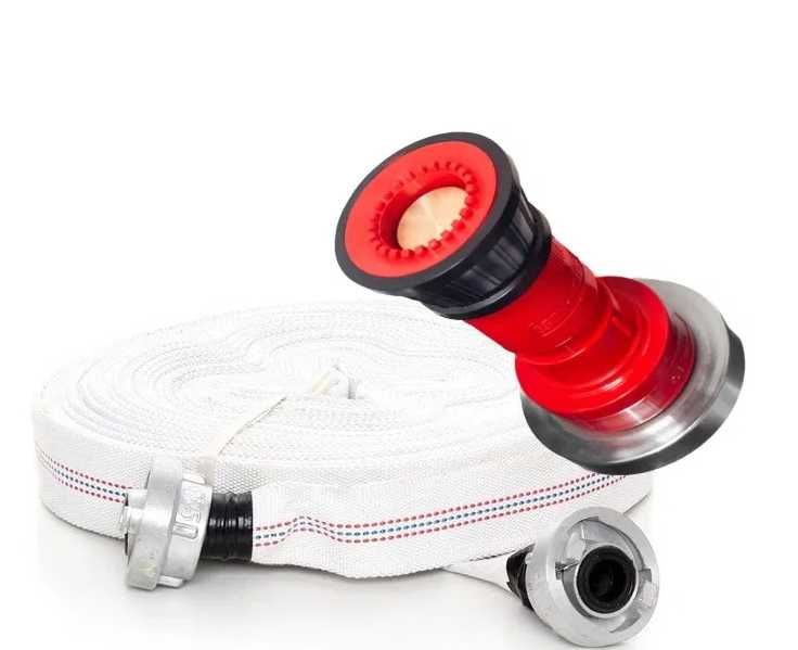 20m Wąż strażacki gumowany parciany 1" 25mm ze złączkami + PRĄDOWNICA