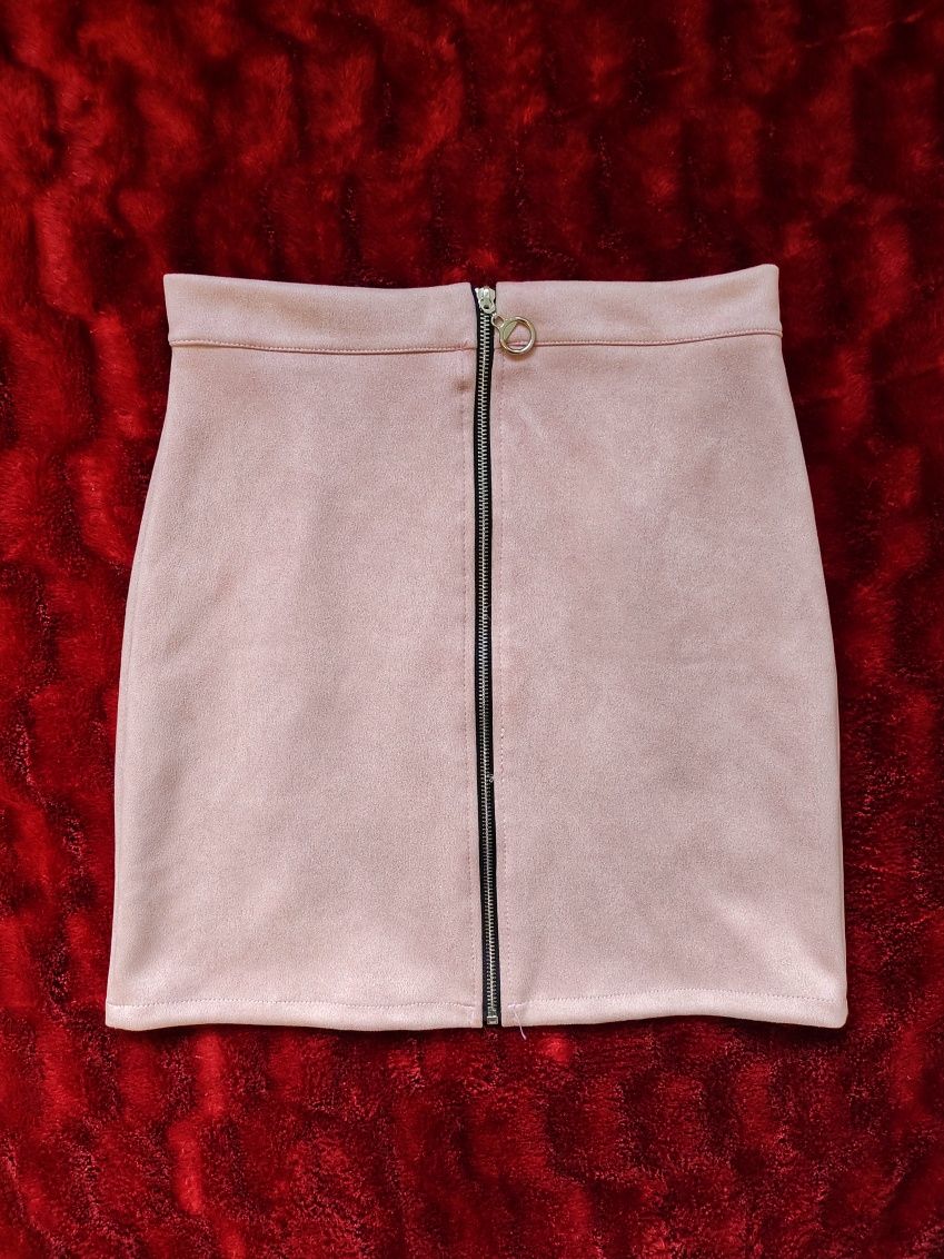 Замшева рожева міні-юбка бренду Today, розмір L