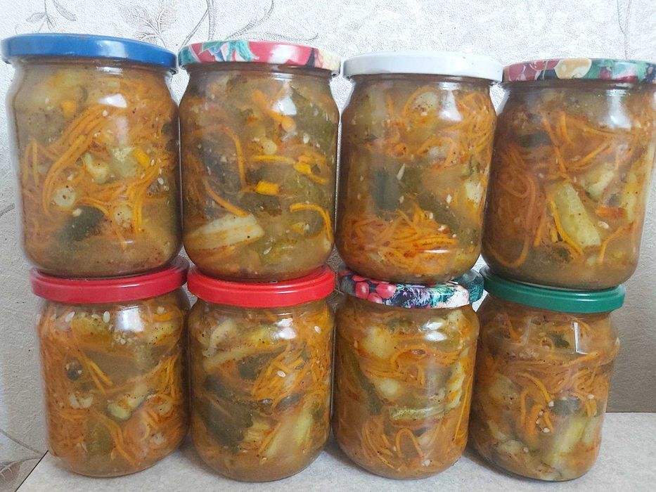 Огурцы в аджике "Огонек" 2025г (колечки), другая домашняя консервация