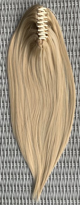 Premium Ultra włosy doczepiane, miodowy blond, kucyk na klamrze