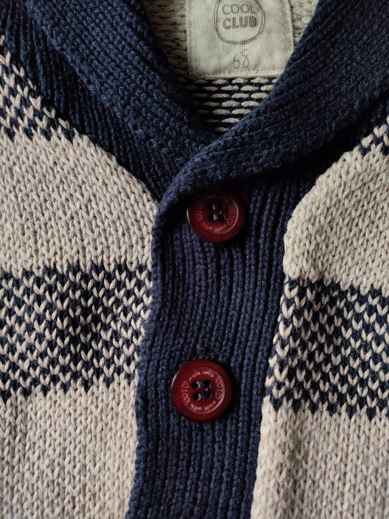 Sweter rozpinany, bawełniana przędza, Cool Club, r. 68/74