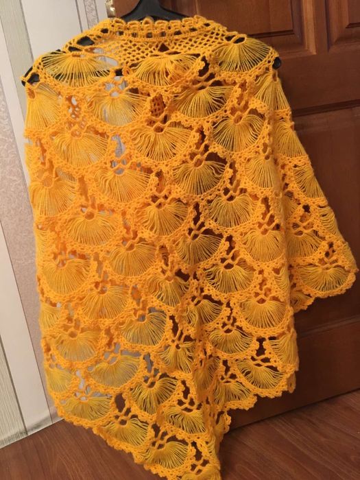 Шаль ажурна, жовта(ручна робота)