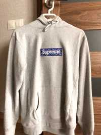 Supreme Bandana Box Logo Hooded Sweatshirt Grey