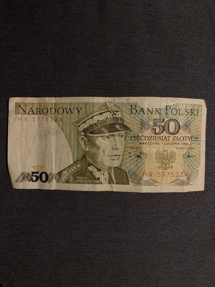 Banknot 50zl Karol Swierczewski 88r seria HR