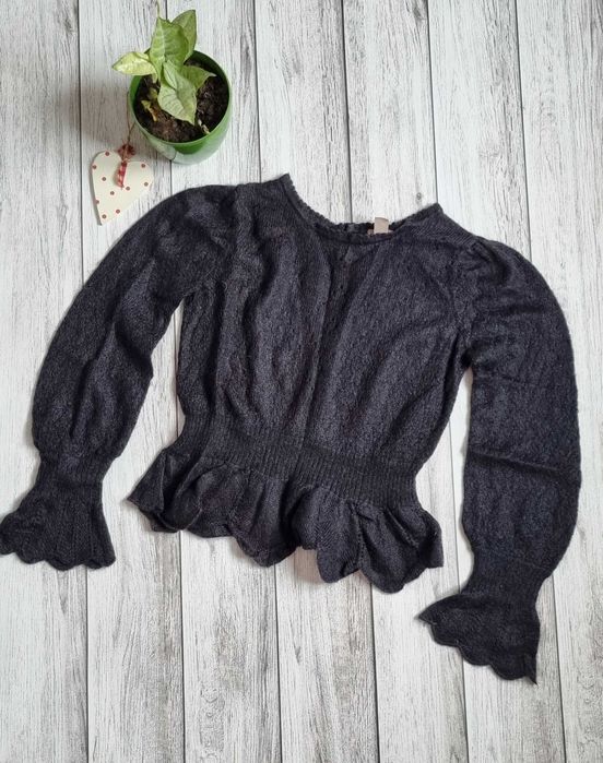 Свитер вязаный шерстяной в узоры лсожной вязки от h&m