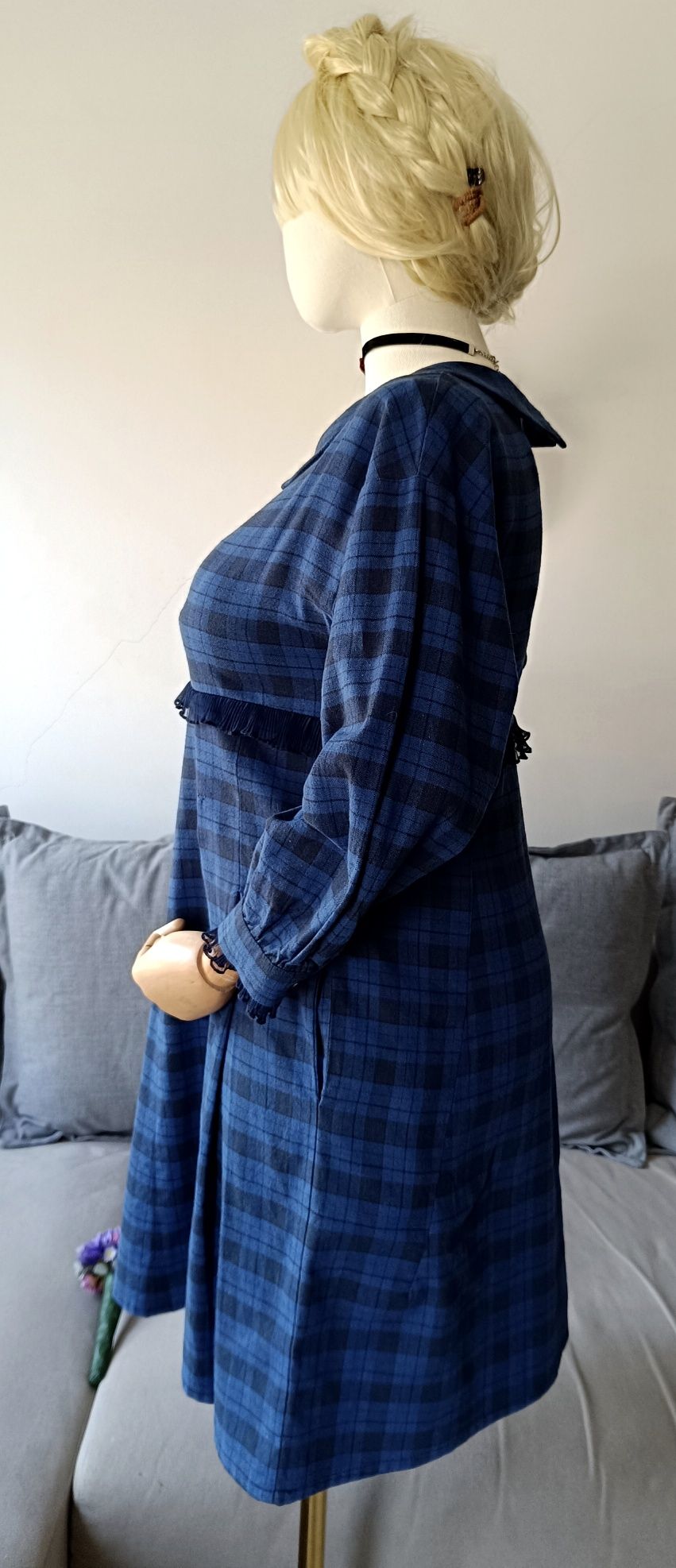 Rabarbar sukienka biust 46x2 S M L kratka boho pensjonarka babydoll