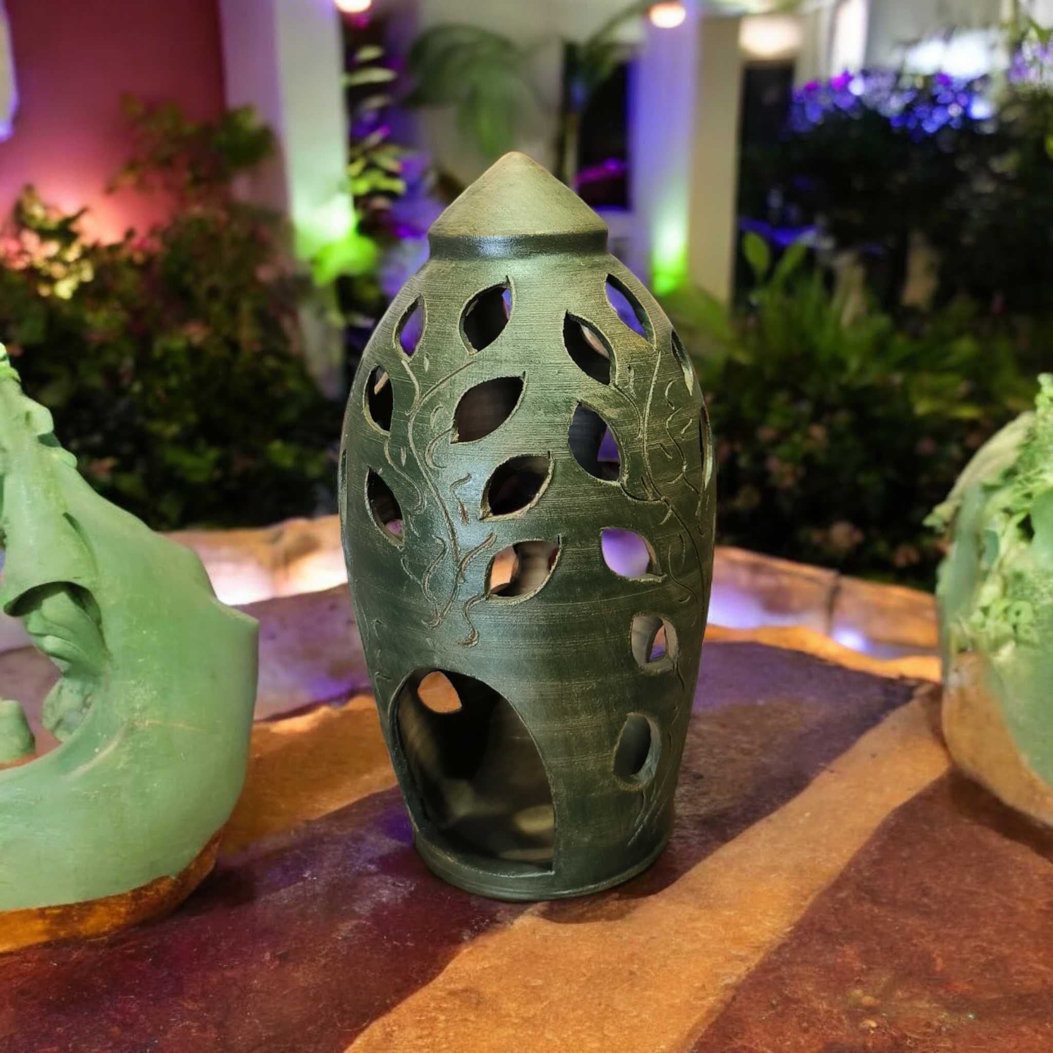 Lampion Ceramiczny Ręcznie Robiony, Lampion Gliniany, Kominek Gliniany