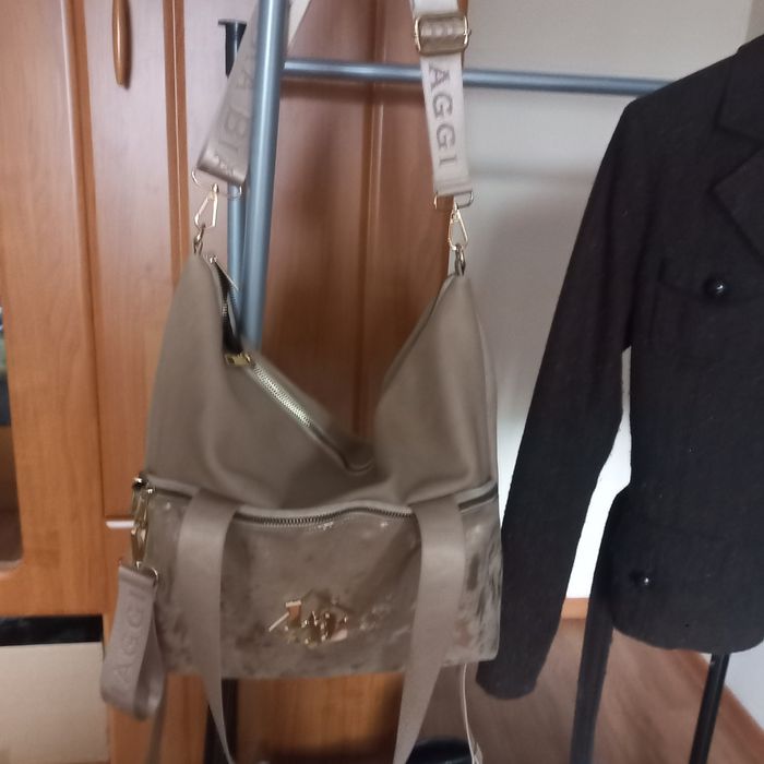Torebka shoper Laura Biaggi złota beż-nowy model Luxury