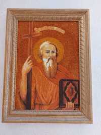 Ікона Андрія Первозванного з бурштину
