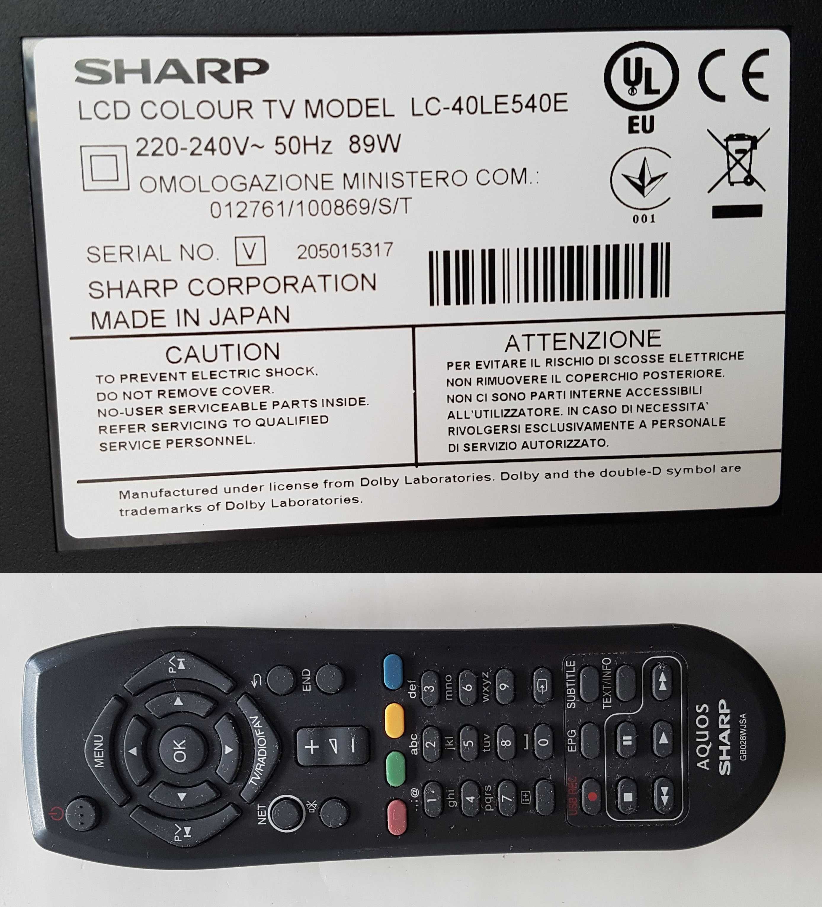 Telewizor LED SHARP LC-40LE540E 40" Full HD czarny + pilot