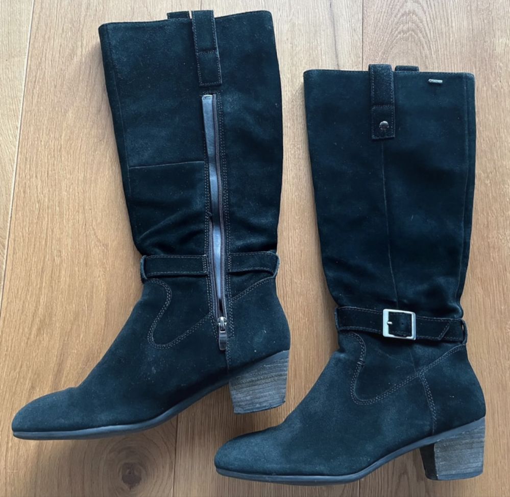 Kozaki czarne Clarks zamsz Goretex roz. 39,5