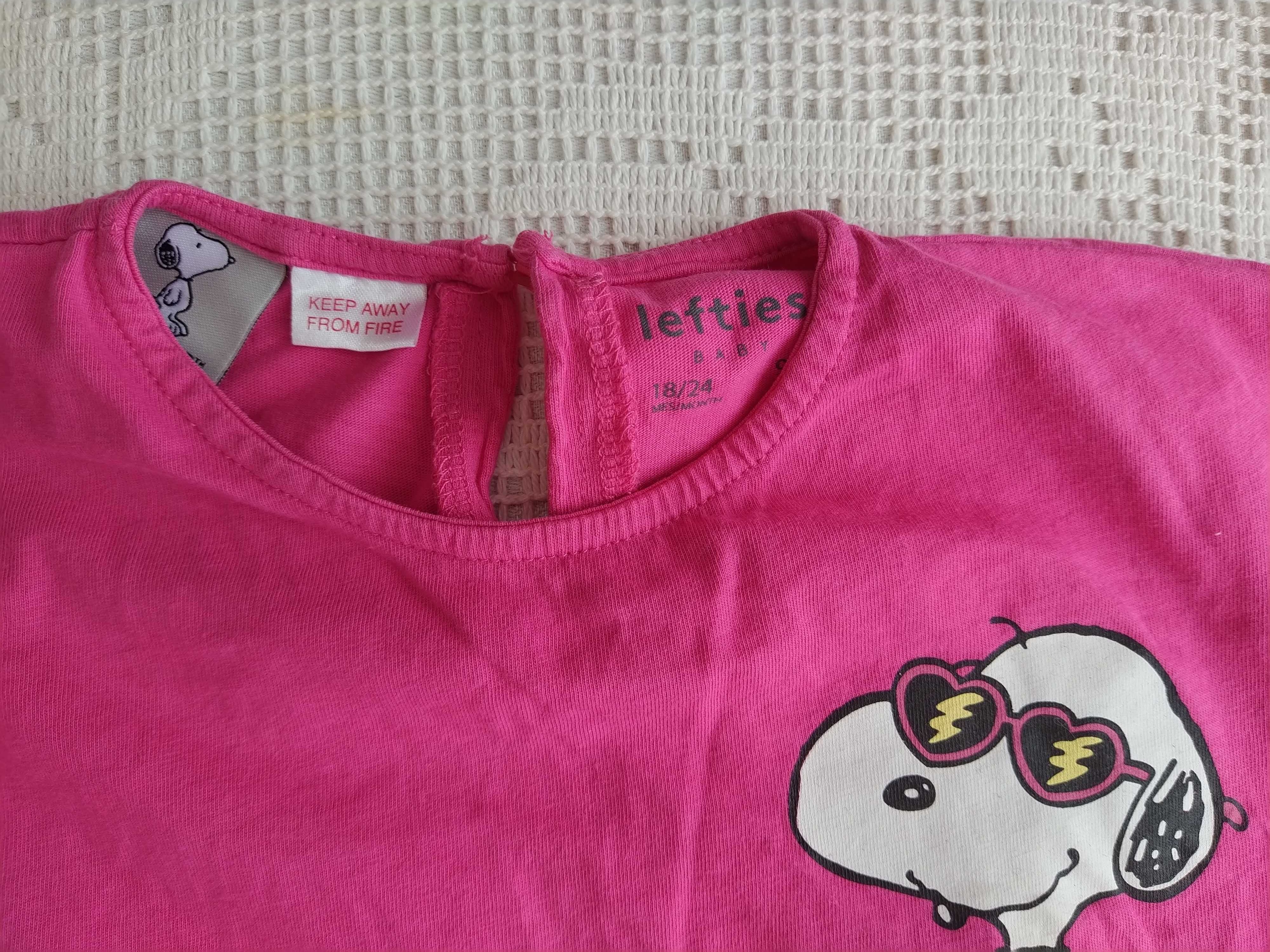 Blusa cor de rosa do Snoopy - Lefties - Tamanho 18 - 24 meses - 92 cm