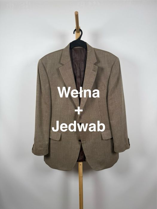 Carl Gross wełniana marynarka z dodatkiem jedwabiu L