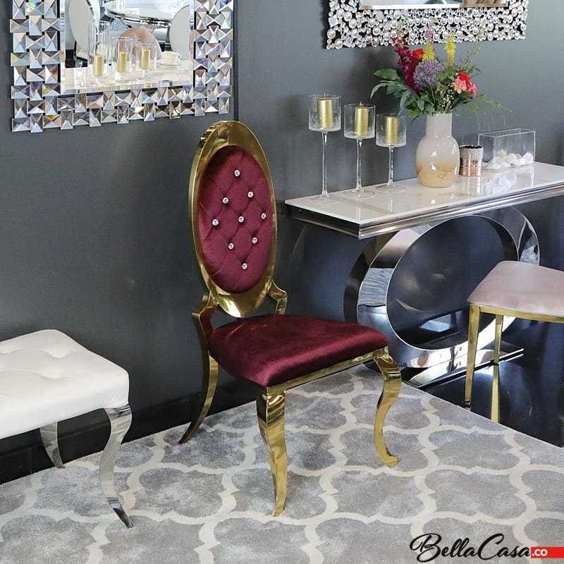 Krzesło glamour Victoria II Gold Pikowane Tapicerowane Salon